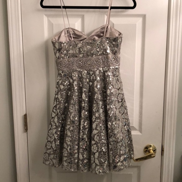 Dave & Johnny strapless homecoming party dress